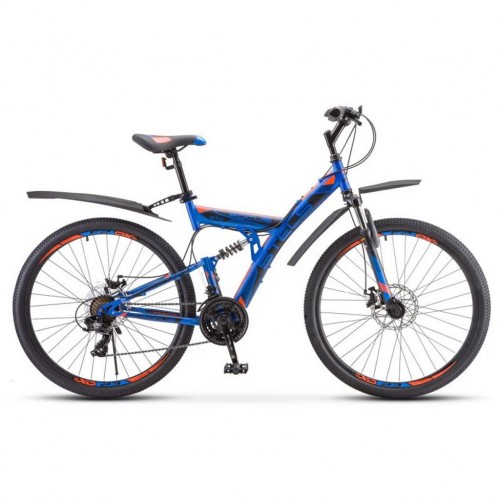 Велосипед 27,5" STELS Focus MD 21-sp Синий/неоновый-красный арт.V010
