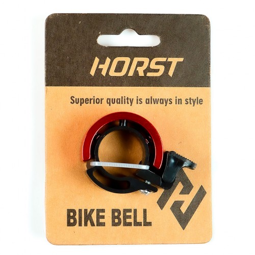 Звонок 00-170702 ВЕРТИКАЛЬНОГО типа, алюминий/пластик D=37мм, на руль 22,2мм, красный анодир. на бли