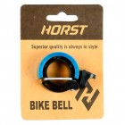 Звонок 00-170703 ВЕРТИКАЛЬНОГО типа, алюминий/пластик D=37мм, на руль 22,2мм, синий анодир. на блист