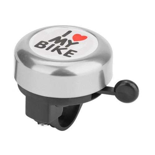 Звонок 45AE-06  "I love my bike" алюминий/пластик, черно-серебристый, арт.210142