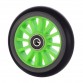 Колесо PU для трюкового самоката 100мм, обод пластиковый зеленый с подшипниками ABEC-9/уп 120/