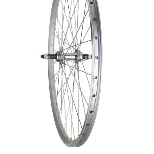 Колесо заднее 26" обод двойной алюм. серебр., V-br, втулка под трещотку 6-7ск под гайку